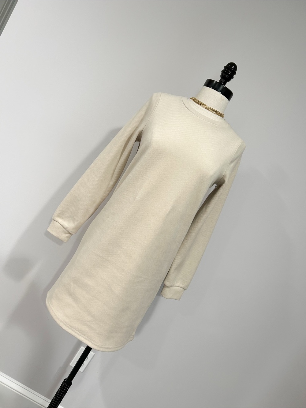 Vero Moda Cream Long Sleeve Sweatshirt Dress